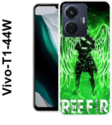 MOBIFLY Back Cover for Vivo T1 44W, Free, Fire, Gun, Game, Wings, 285(Green, Flexible, Pack of: 1)