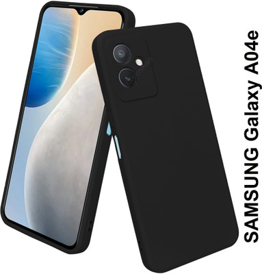 Coverskart Liquid Silicone Back Cover for Samsung Galaxy A04e, Silky-Soft Touch Full Body Protection Shockproof Case(Black, Camera Bump Protector, Silicon, Pack of: 1)
