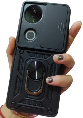 Jethuri Back Cover for VIVO V50 5G / VIVO V50E 5G/ V50 5G Elite Edition CAMERA SLIDER CASE, RING STAND CASE(Black, Hard Case, Pack of: 1)