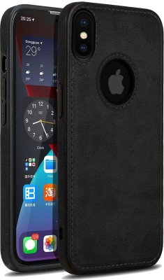 MOBILOVE Back Cover for Apple iPhone Xs Max | PU Leather Flexible Soft With Logo View Back Case Cover(Black, Shock Proof, Pack of: 1)