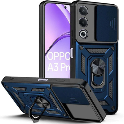 KIVANO LUXE Back Cover for Oppo K12X 5G / Oppo A3 Pro 5G|D10 Tough Armor|Sliding Camera Shield|Ring Holder|Kickstand(Blue, Rugged Armor, Pack of: 1)
