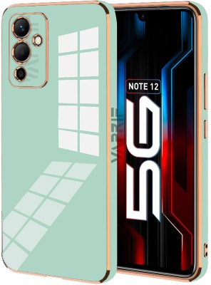 VAPRIF Back Cover for Infinix Note 12 5G, Golden Line Premium Soft Chrome Case | Silicon Gold Border(Green, Shock Proof, Silicon, Pack of: 1)