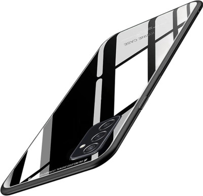 MOBILOVE Back Cover for Samsung Galaxy A53 5G | Luxury Toughened Glass With Shockproof Soft Silicone Side Case(Black, Hard Case, Pack of: 1)