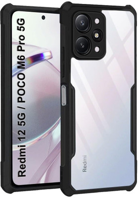 spaziogold Back Cover for Mi Poco M6 Pro 5G(Black, Transparent, Camera Bump Protector, Pack of: 1)