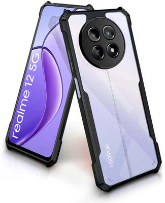 MOBIDEER Back Cover for Realme 12 5G, Realme 12x 5G, Realme C65 5G, Realme Narzo 70x 5G(Black, Transparent, Shock Proof, Pack of: 1)