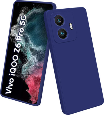 TRUEUPGRADE Back Cover for Liquid Silicone iQOO Z6 Pro | Vivo T1 Pro 5G Back Cover Case| Microfiber Inside(Blue, Camera Bump Protector, Silicon, Pack of: 1)