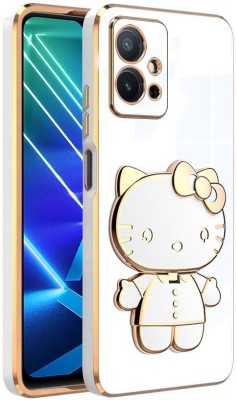 Dallao Back Cover for Vivo T1 5G, Vivo Y75 5G 3D Kitty with Folding Mirror Stand Slim electroplated Soft TPU(White, Shock Proof, Silicon, Pack of: 1)