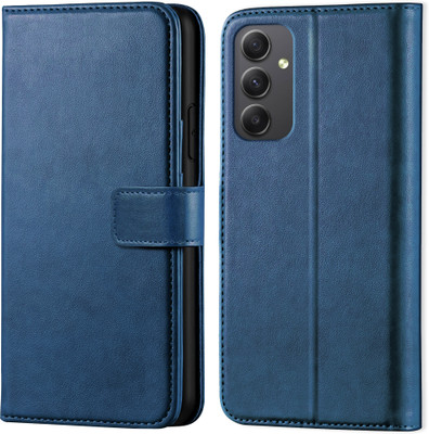 Innovex Back Cover for Samsung Galaxy M14 5G - Inbuilt Stand & Card Pockets | Hand Stitched | Wallet Flip Case(Blue, Flexible, Pack of: 1)