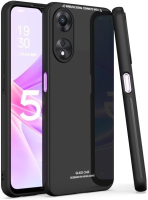 VOSKI Back Cover for Oppo A58 5G Luxury Look TPU Bumper Glass Camera Protection Case(Black, Shock Proof, Pack of: 1)