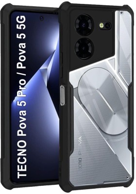 Micvir Back Cover for Tecno Pova 5 Pro(Transparent, Black, Camera Bump Protector, Pack of: 1)