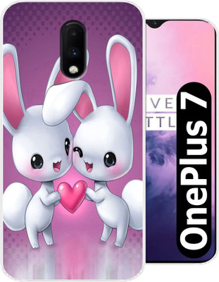 Unitrend Back Cover for One Plus 7(Pink, White, Silicon, Pack of: 1)