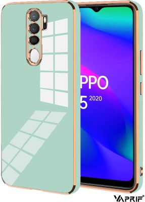 VAPRIF Back Cover for OPPO A5 (2020), OPPO A9 (2020), Golden Line, Premium Soft Chrome Case | Silicon Gold Border(Green, Shock Proof, Silicon, Pack of: 1)