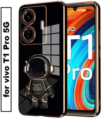 SYOTT Back Cover for Vivo T1 Pro 5G, IQOO Z6 Pro 5G, Vivo T1 Pro(Black, Gold, Cases with Holder, Silicon, Pack of: 1)