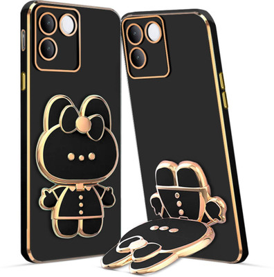 RESOURIS Back Cover for IQOO Z7 Pro 5G, IQOO Z7 Pro(Black, Gold, Cases with Holder, Pack of: 1)