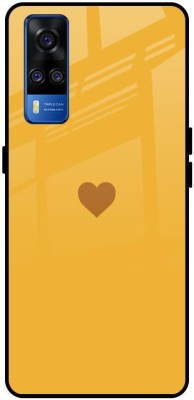 QRIOH Glass Back Cover for Vivo Y51 2020(Yellow, Grip Case, Pack of: 1)