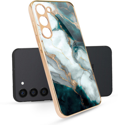 QRIOH Glass Back Cover for Samsung Galaxy S23 Plus 5G(Multicolor, Gold, Grip Case, Pack of: 1)