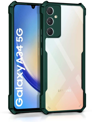 WOW Imagine Back Cover for Samsung Galaxy A34 5G 360 Degree Camera Protection | Transparent Hybrid(Green, Camera Bump Protector, Pack of: 1)