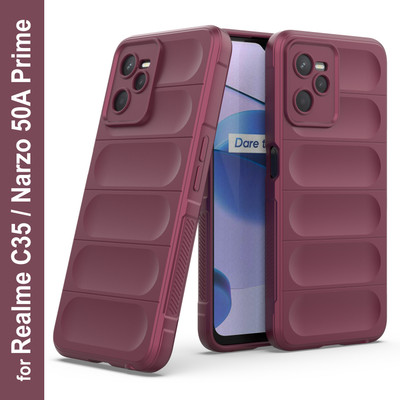 Zapcase Back Cover for Realme C35, Realme Narzo 50A Prime(Maroon, 3D Case, Silicon, Pack of: 1)
