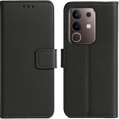 Ascensify Back Cover for Vivo Y31 Pro 5G Premium PU Leather Flip Cover with Card Slots & Stand Feature(Black, Dual Protection, Pack of: 1)