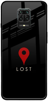 QRIOH Glass Back Cover for Poco M2 Pro(Black, Grip Case, Pack of: 1)