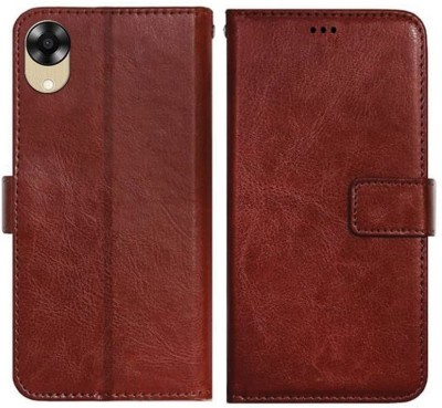 CaseDeal Flip Cover for Oppo A17K, CPH2471 Premium Leather Finish, with Card Pockets, Wallet Stand(Brown, Grip Case, Pack of: 1)