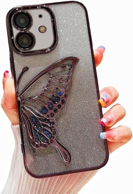 RiverForest Back Cover for Iphone 11, Luxury Glitter Cute Butterfly Plating Design Aesthetic, Case For Girls And Women(Black, Electroplated, Silicon, Pack of: 1)
