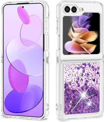 HIGAR Back Cover for Samsung Galaxy Z Flip 5 Glitter girls case, Shiny Women Girls Soft TPU Protective Case(Purple, Electroplated, Pack of: 1)