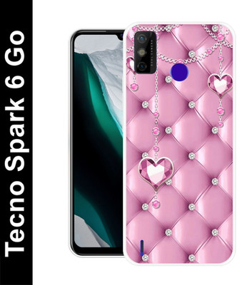 Cravation Back Cover for Tecno Spark 6 Go(Pink, Silver, Silicon, Pack of: 1)