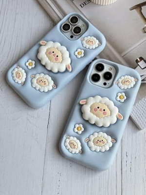 Parvhub Back Cover for Cute Sheep(Blue, 3D Case, Silicon, Pack of: 1)