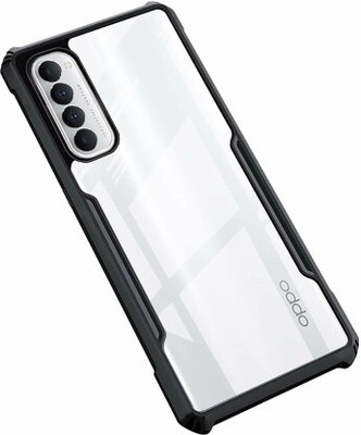 KGL KING Back Cover for Oppo Reno 4 Pro(Black, Transparent, Camera Bump Protector, Pack of: 1)