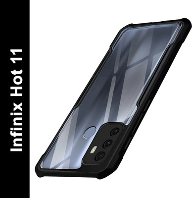 Micvir Back Cover for Infinix Hot 11(Transparent, Black, Shock Proof, Pack of: 1)