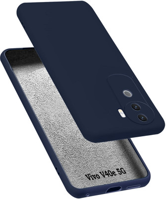MOBIDEER Back Cover for Vivo V40e 5G, Matte Rubberized Soft Silicone Protective Cloth Inside(Blue, Dual Protection, Pack of: 1)