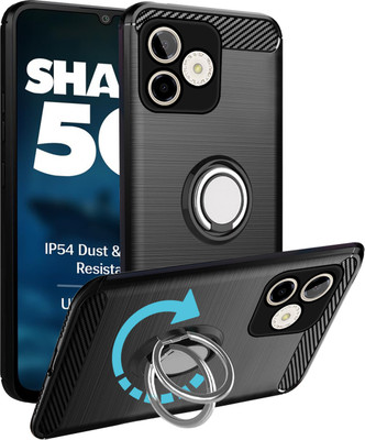Unistuff Back Cover for Lava Shark 5G(Black, Ring Case, Pack of: 1)