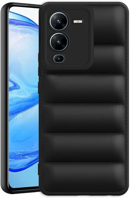 mobies Back Cover for Vivo V25 Pro 5G Puffer Case Camera Protection Soft Back Cover(Black, Camera Bump Protector)