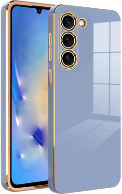 Dallao Back Cover for Samsung Galaxy S23 FE 5G Electroplated Chrome 6D | Gold Plated Frame | Slim Soft(Blue, Shock Proof, Silicon, Pack of: 1)