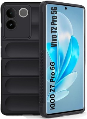 S-Softline Back Cover for IQoo Z7 Pro 5G, Solid Liquid Magic Case Shockproof Plain(Black, Silicon, Pack of: 1)