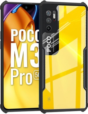 SUCH Back Cover for Back Cover for Mi Poco M3 Pro 5G-MZB0952IN (Transparent, Black,Pack of: 1)(Black, Camera Bump Protector)