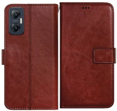 CaseDeal Flip Cover for Infinix Hot 20 5G, X666 Rubber Tpu Inside(Brown, Card Holder, Pack of: 1)