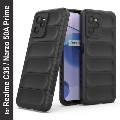 GLOBAL NOMAD Back Cover for Realme C35, Realme Narzo 50A Prime(Black, Grip Case, Silicon, Pack of: 1)