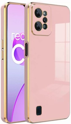 A3sprime Back Cover for realme C31, |Soft TPU Golden Side Colored Case|(Pink, Camera Bump Protector, Silicon, Pack of: 1)