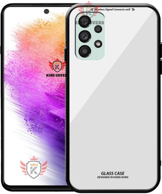 KING COVERS Back Cover for SAMSUNG-A73 (5G), Luxurious 9H Toughened Glass Back Case Shockproof TPU Bumper(White, Dual Protection, Pack of: 1)