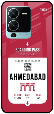 QRIOH Ahmedabad City Glass Back Cover for Vivo V25 Pro(Red, Grip Case, Pack of: 1)