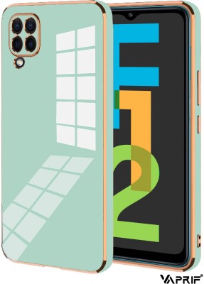 VAPRIF Back Cover for Samsung Galaxy F12, A12, M12, Golden Line, Premium Soft Chrome Case | Silicon Gold Border(Green, Shock Proof, Silicon, Pack of: 1)