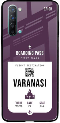 QRIOH Varanasi City Glass Back Cover for Oppo Reno3(Purple, Grip Case, Pack of: 1)