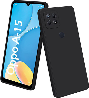 TRUEUPGRADE Back Cover for Liquid Silicone Designed Case Cover for Oppo A15 / A15s | Microfiber Inside(Black, Camera Bump Protector, Silicon, Pack of: 1)