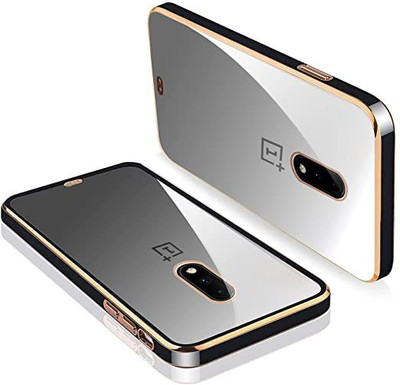 mobies Back Cover for OnePlus 6T, OnePlus 7 Electroplated Square Platting Chrome Case(Black, Silicon, Pack of: 1)