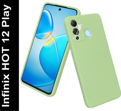 Coverskart Liquid Silicone Back Cover for Infinix HOT 12 Play, Silky-Soft Touch Full Body Protection Shockproof Case(Green, Camera Bump Protector, Silicon, Pack of: 1)