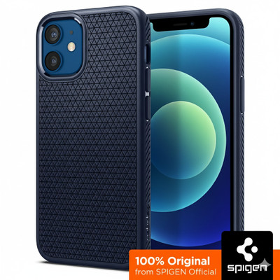Spigen Liquid Air Back Cover for Apple iPhone 12 mini(Blue, Shock Proof, Pack of: 1)