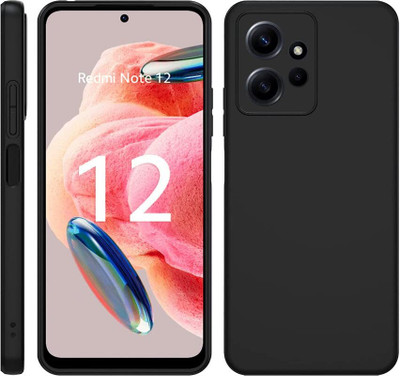 Lustree Back Cover for Redmi Note 12 4G(Black, Shock Proof, Silicon, Pack of: 1)