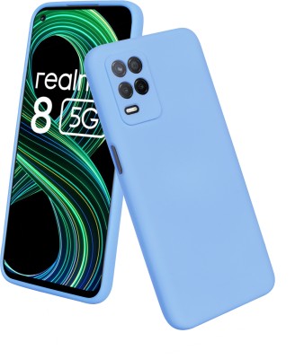 Coverskart Back Cover for Realme 8 5G, Silky-Soft Touch Full Body Protection Shockproof Case(Blue, Camera Bump Protector, Silicon, Pack of: 1)